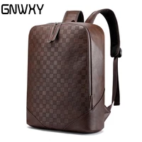 fashion pu leather men backpack woven design luxury business male laptop bag large capacity travel backbag student school bag