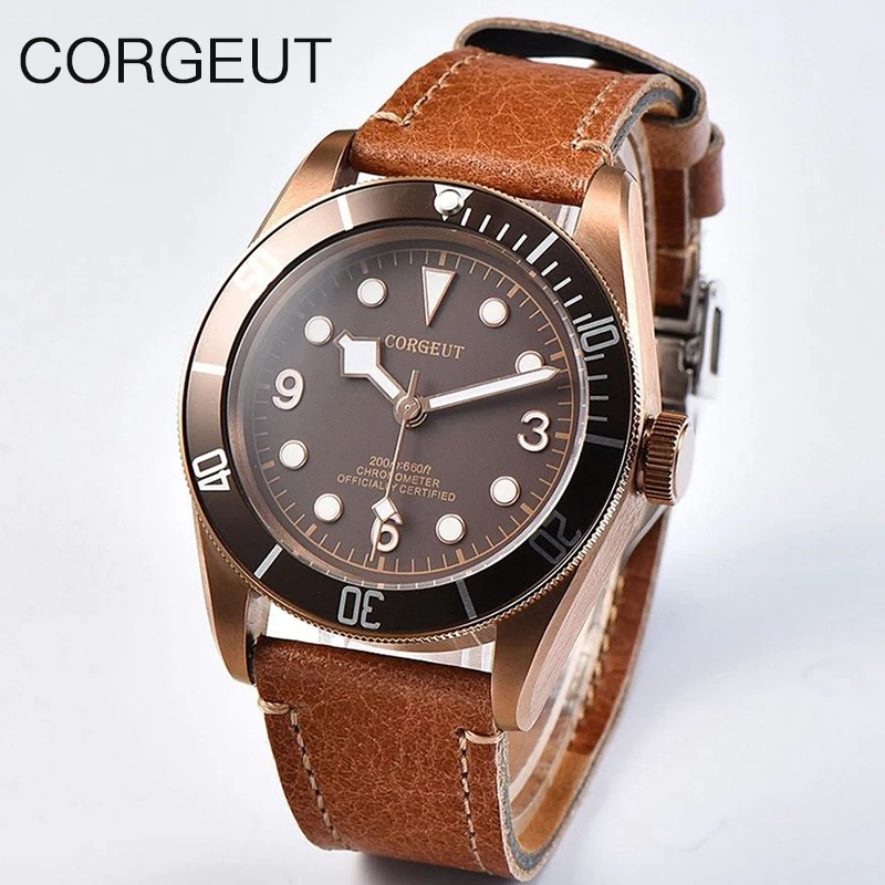 

CORGEUT Fashion Top Brand Sports Coffee Dial NH35A Mechanical Man Clock Automatic Waterproof Luminous Men Watch Orologio da uomo