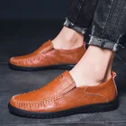 Мужская обувь, новинка, осенняя повседневная обувь для вождения, мужские кожаные туфли, мужская летняя нескользящая обувь, мужские туфли ручной работы, размер 39-44