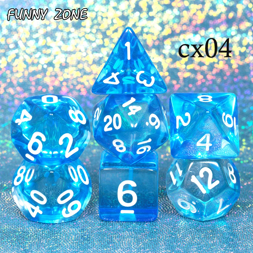 7 шт. многогранные прозрачные/полупрозрачные белые игральные кости|Кубики| |