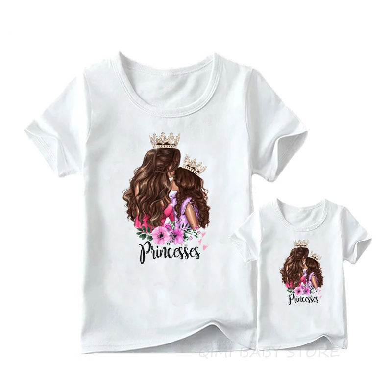Модная Одинаковая одежда для матери и дочери с принтом Love Princess семейная летняя