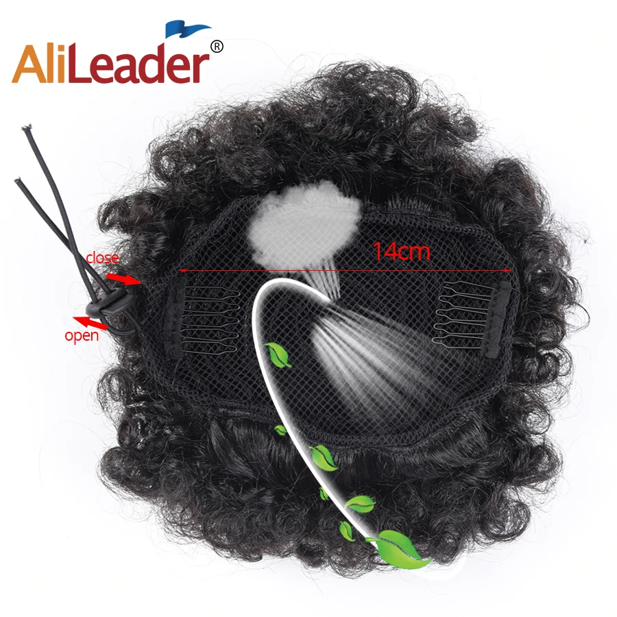 Alileader Synthetic Hair Buns Afro Drawstring Ponytail Fluffy Afro Puff Hair Bun Clips In Hair Tail Ponytail Accessories 1Pcs