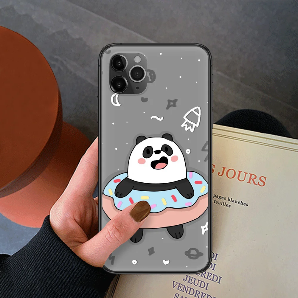 

Cute Bare Bear Phone Case For Iphone 4 4s 5 5S SE 5C 6 6S 7 8 Plus X XS XR 11 12 Mini Pro Max 2020 black Hoesjes Soft Back