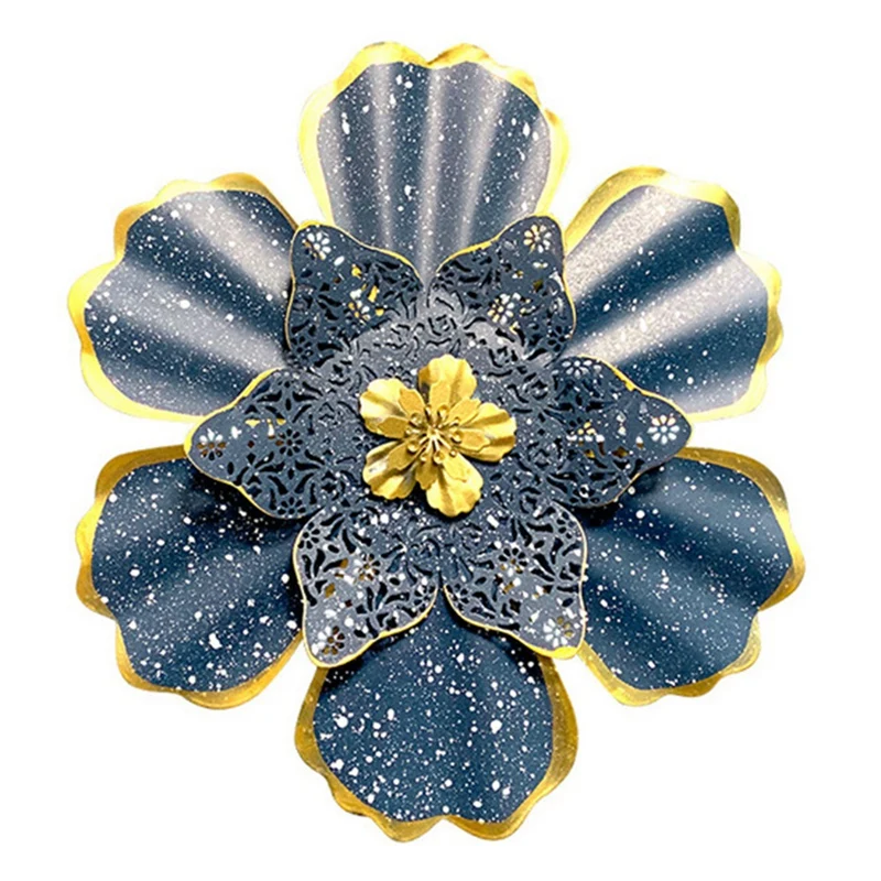 

Blue Metal Flower Wall Decor Boho Metal Wall Art Decorations Hanging for Indoor Outdoor Home Bathroom Patio Fence Garden