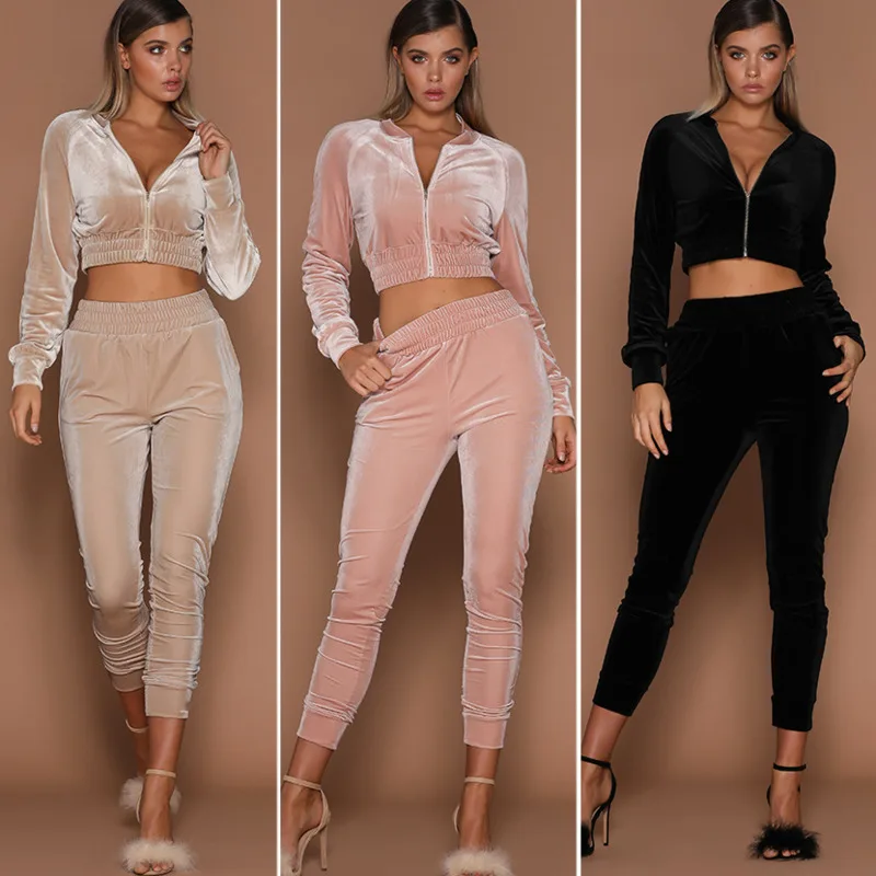 

2021 Autumn Winter Zipper Cardigan Sweater Casual Bodycon Pants Women's Two Piece Set Women Fashion Vacation Outfits Clothes
