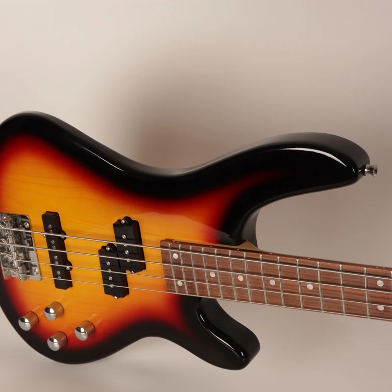 Хорошее качество 4 струнная электрическая бас гитара sunburst Цвет Полный липа тела Канада клен шеи пена чехол