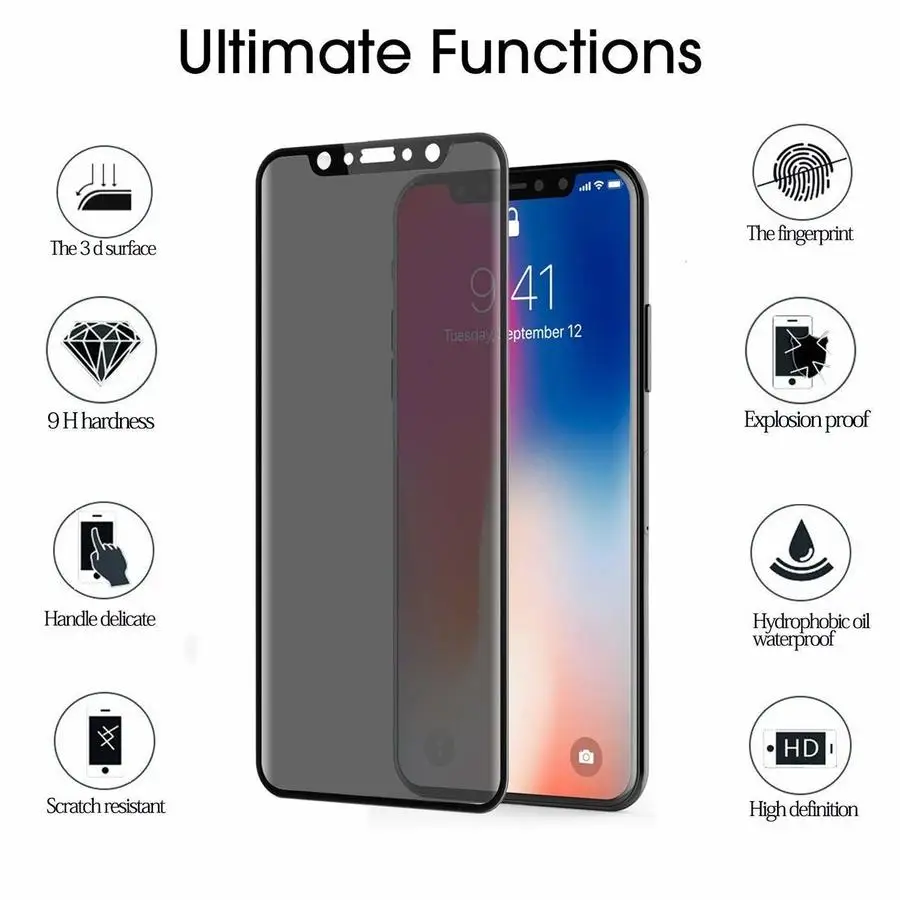 Полный клей анти шпионская пленка закаленное стекло экран протектор для iPhone XR XS