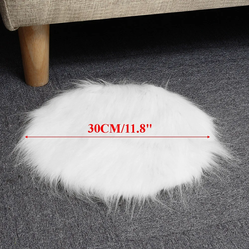 30cm Plain Fluffy Area Rugs Round Pad Carpet Hairy Fur Bedroom Mat Cover | Дом и сад