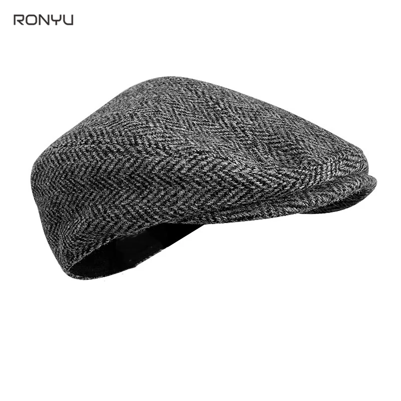 

New Women Gatsby Flat Hat Men's Winter High Quality Wool Newsboy Hats Herringbone Octagon Cap BJM01