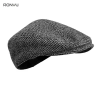 new women gatsby flat hat mens winter high quality wool newsboy hats herringbone octagon cap bjm01