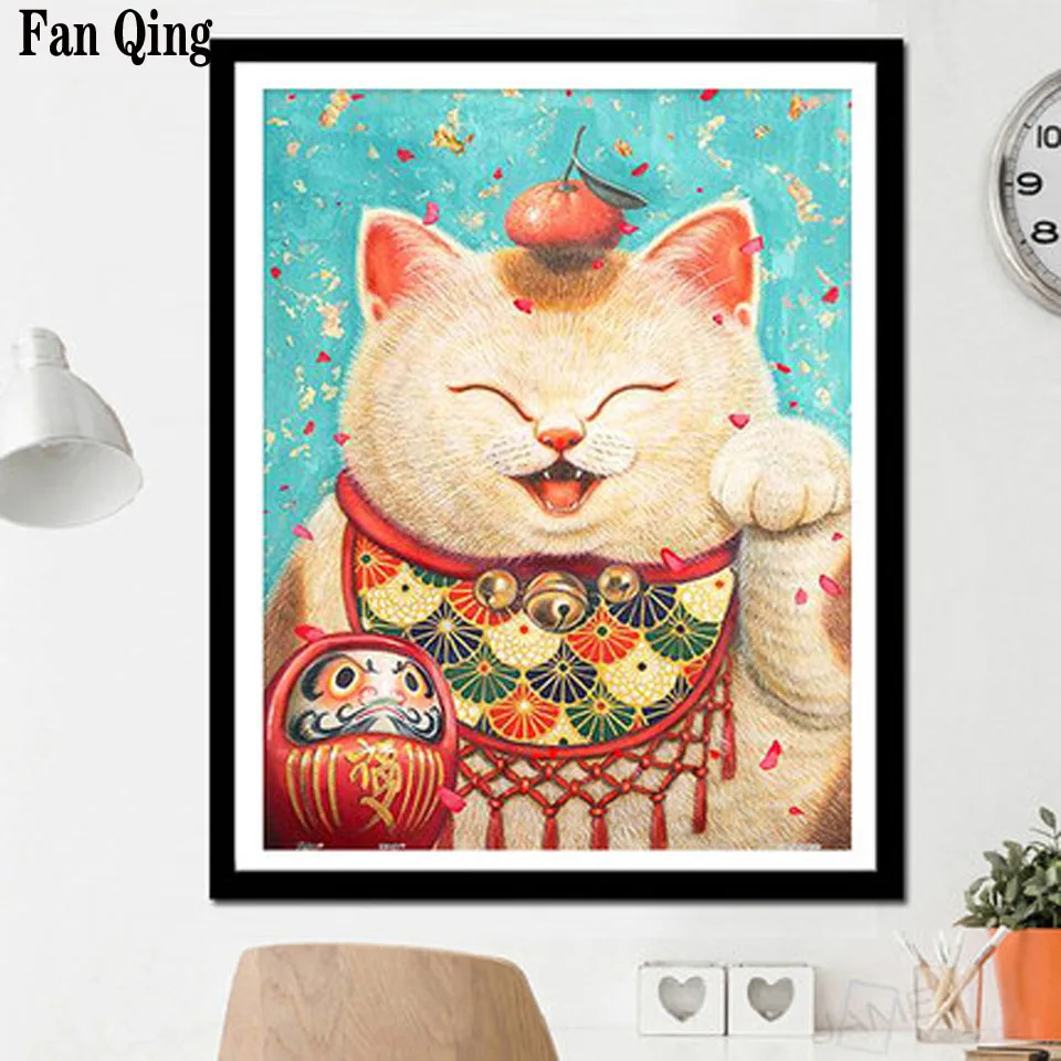 5D DIY Алмазная картина Счастливый Кот Вышивка крестом вышивка мозаика домашний