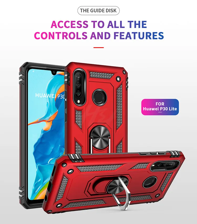 

Shockproof Armor Phone Case For Huawei P30 P40 Pro P30 Lite Magnetic Ring Stand Cover For Huawei P Smart 2019 Shell Cases Coque