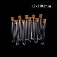 10pcslot 12x100mm plastic test tube with cork clear pack lab experiment tube refillable bottle wholesale