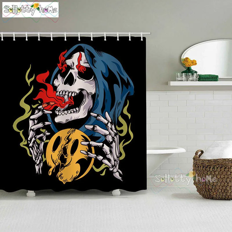 Цветной череп занавеска для ванной граффити культура Ткань 3d FunnyShower s