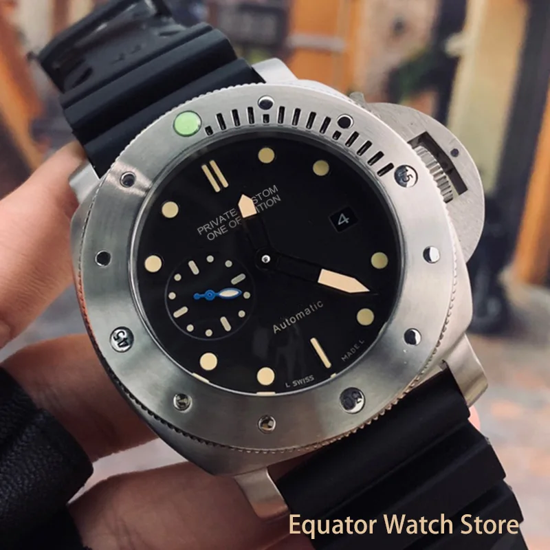 

Men's Automatic Mechanical Military Watch PVD Case Silicone Strap Power Reserve Clock Waterproof Luminous Men Wristwatch Clock