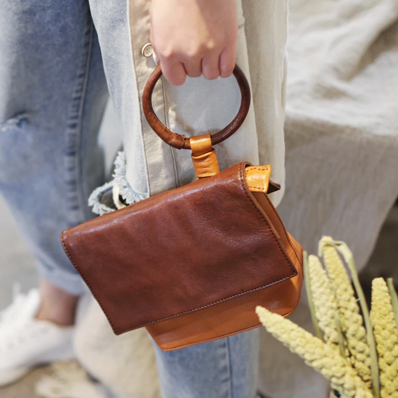 Натуральная коровья кожа маленькая девочка сумка через плечо винтажная