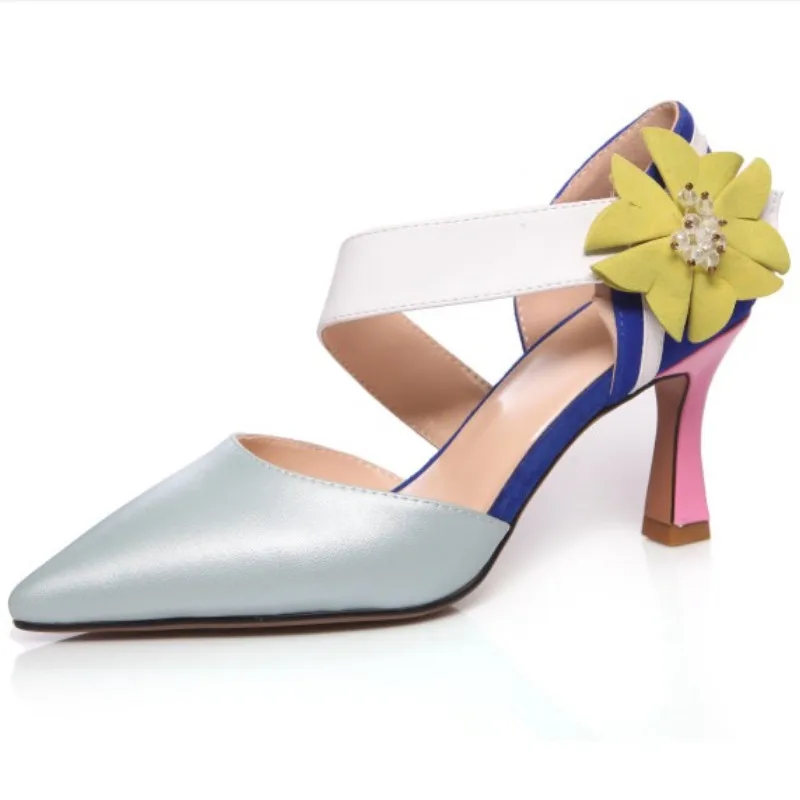 

Fanyuan 2021New Brand fashion high heels shoes genuine leather sweet party shoes thick heels pointed toe women pumps