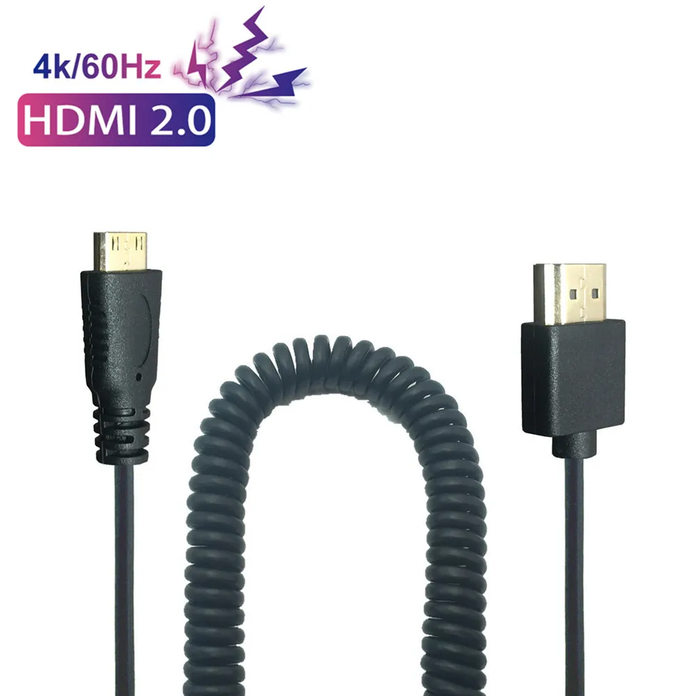 OD 3 2 мм ультратонкий кабель HDMI Mini 0 м 1 штекер эластичный пружинный гибкий 4k * 2k 60 Гц