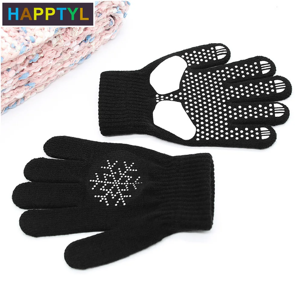 HAPPTYL 1 пара Зимние перчатки для мужчин женщин подростков теплые на полный палец