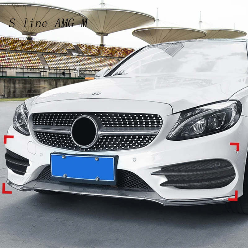 AliExpress - Carbon Fiber Style For Mercedes Benz C Class W205 Front Fog Lamp Grill Grille Decorative Covers Stickers Car Styling Accessories