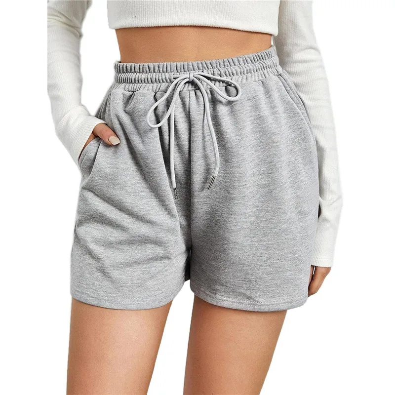 

Women Sport Running Shorts Summer Casual Solid Color Loose Drawstring Jogging Sweat Shorts with Pockets Short Pants Work Out