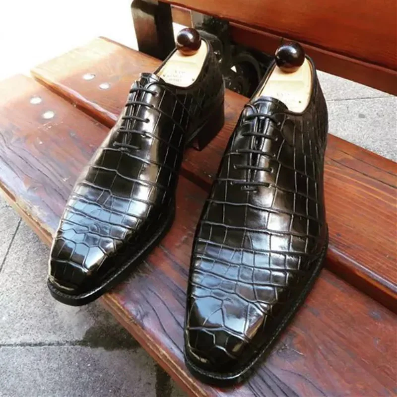 

Spring and Autumn New Pointed Leather Shoes Men's Brock Men's Shoes British Bright Face Raised Hair Stylist Leather Shoes YX124