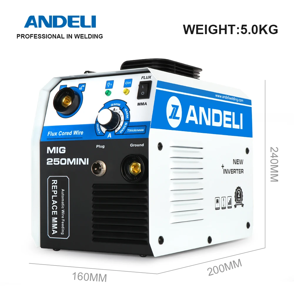 Цифровой бытовой аппарат ANDELI 220 В MIG 250MINI Synergic сварочный без газового флюса