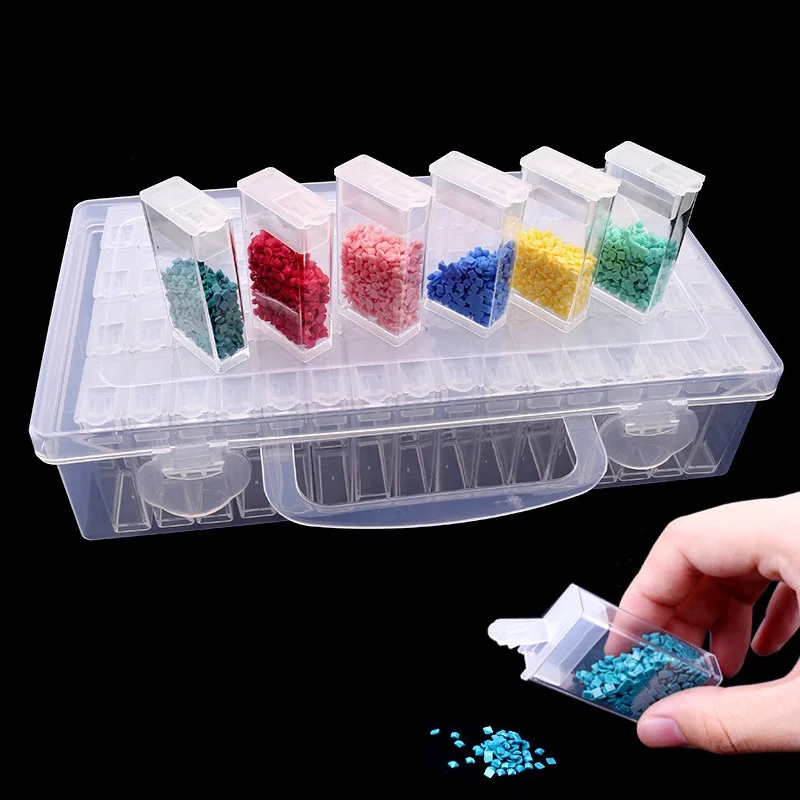 

28/56/64/128 Grid Storage Organizer 5d Diamond Painting Tools Accessories Container Drill Bead Container Plastic Convenience Box