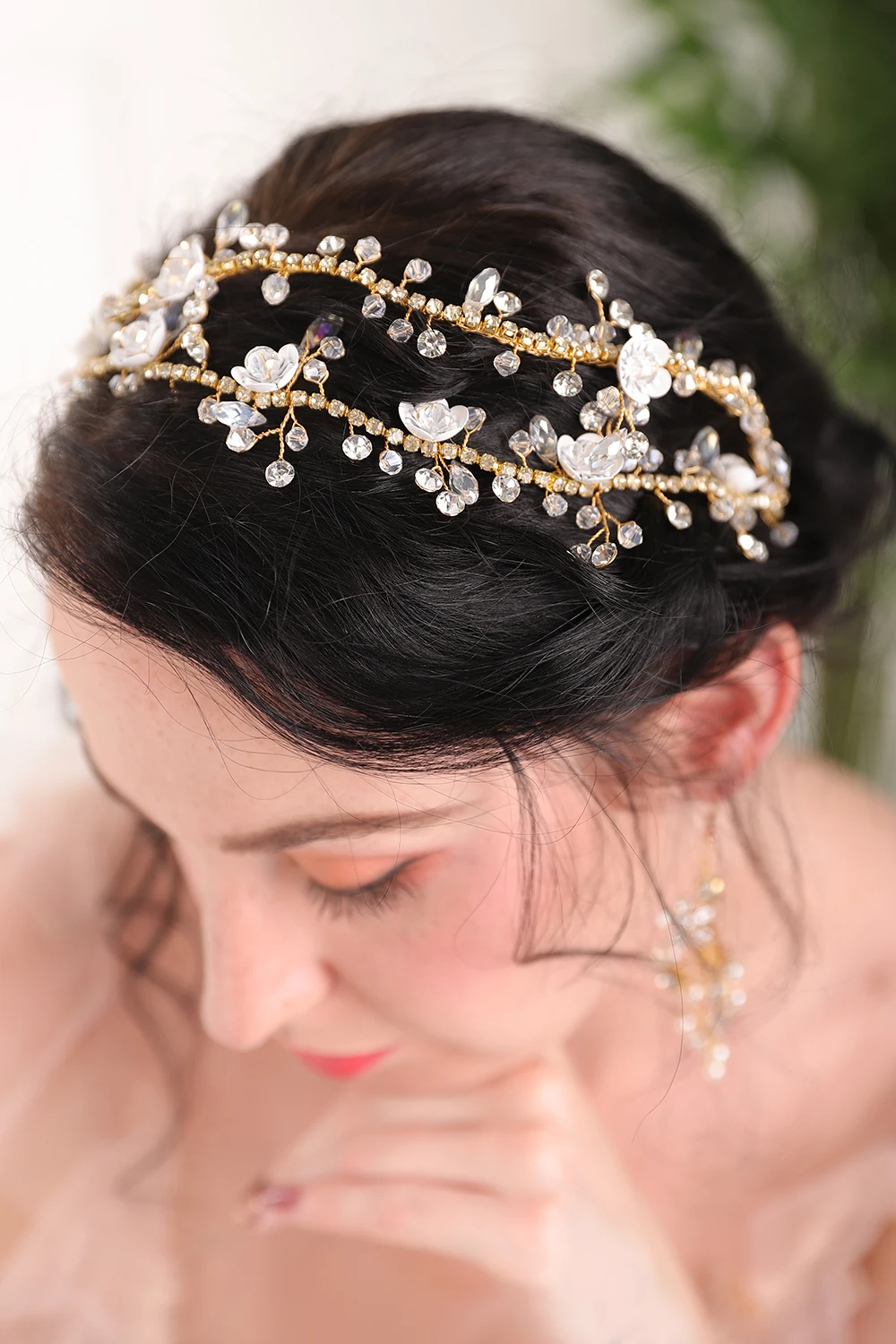 Новое поступление 2020 золотые Цветы Стразы кристалл сплав Женская корона