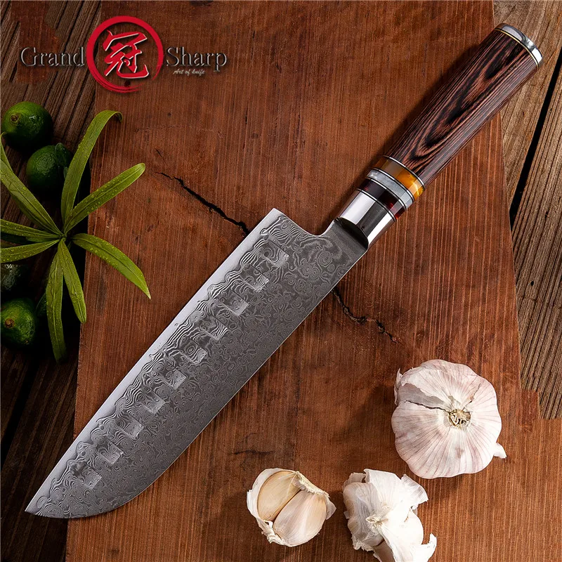 Нож шеф-повара сантоку Grand sharp 7 дюймов кухонные ножи японская Дамасская стальная