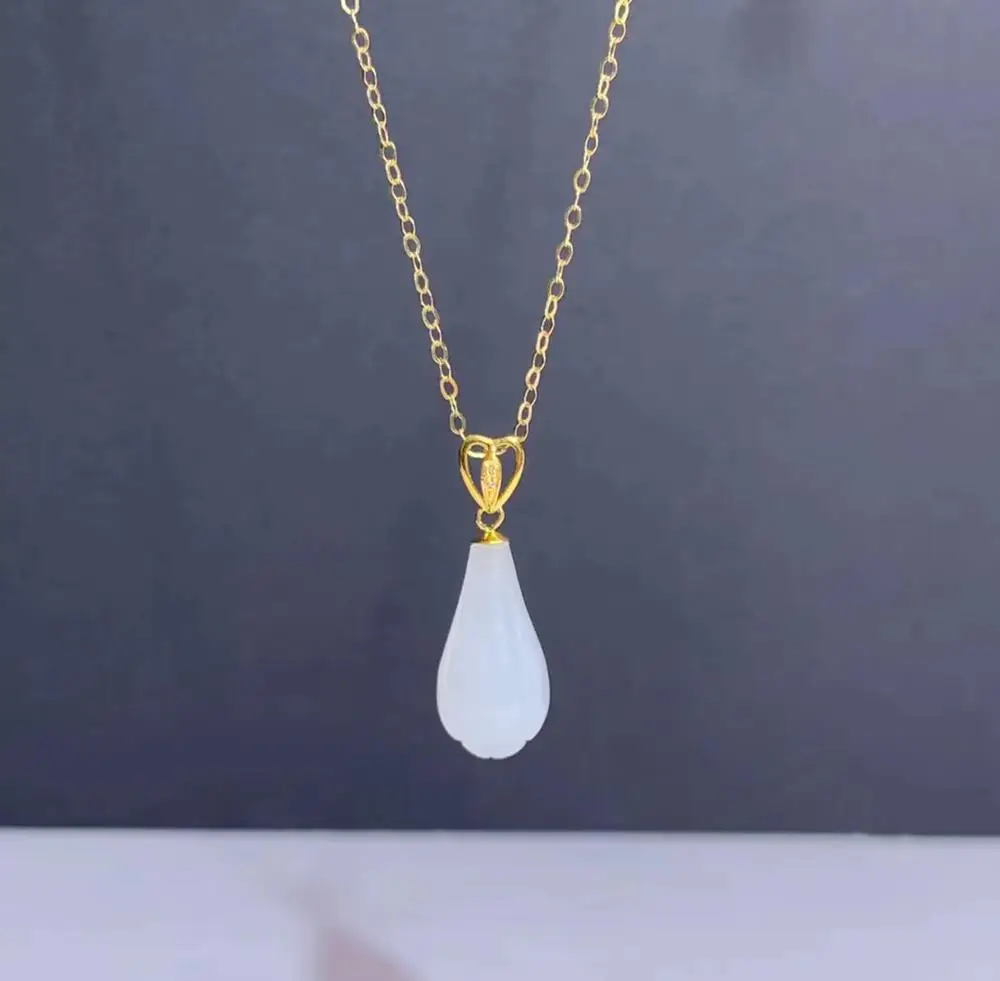 SHILOVEM 18k желтое золото Настоящая Натуральная белая яшма подвески Рождественский