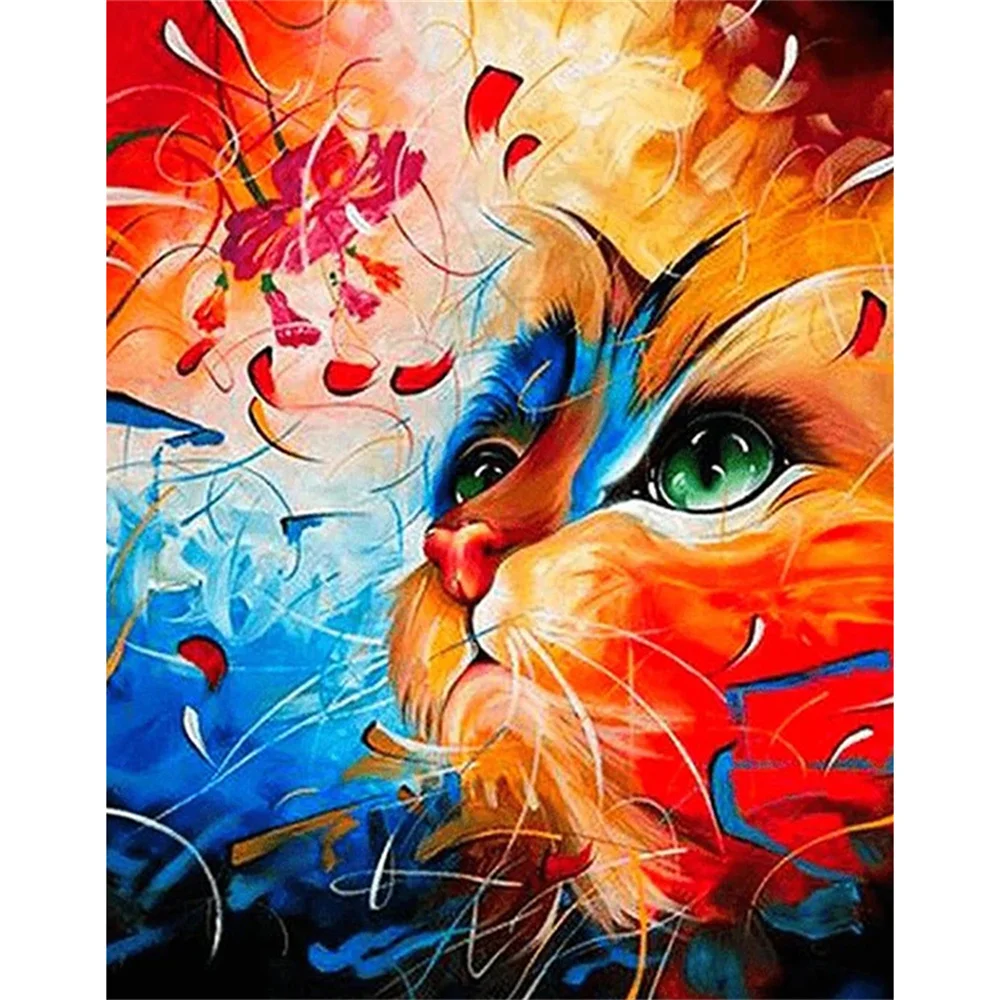 

Cat DIY Painting By Numbers Acrylic Set Animal abstract Oil Painting Canvas Picture Drawing Coloring By Numbers Home Decor Art