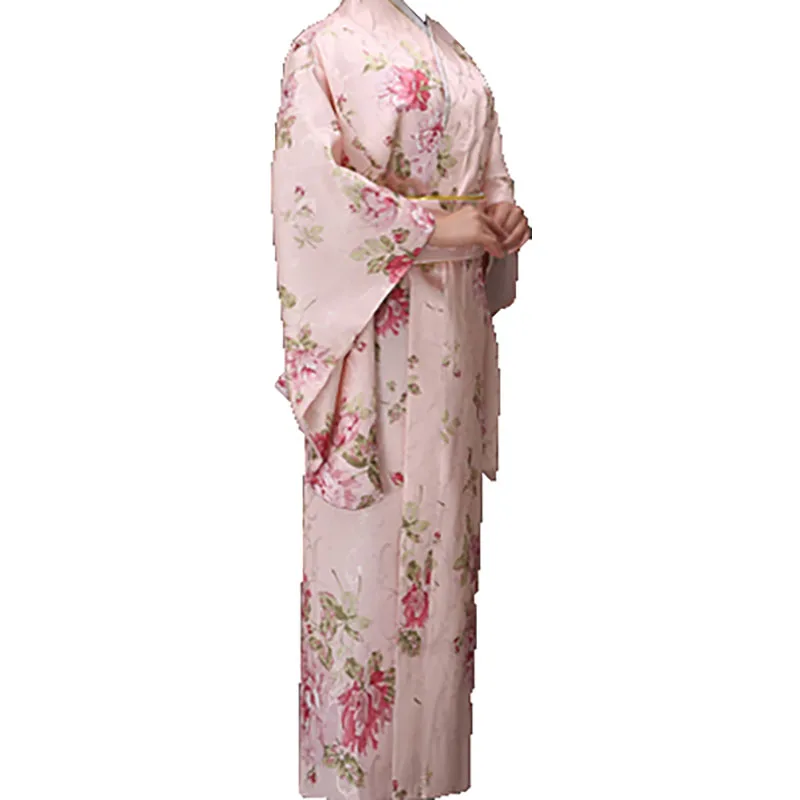 Pink kimono Традиционное японское женское платье юката в стиле ретро, Цветочная Сакура, Розовое Кимоно, церемониальное платье для женщин, винтажное Цветочное платье хаори для женщин - Цвет: Pink kimono