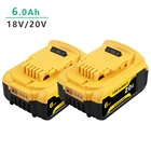 Сменный литий-ионный аккумулятор 20 в, 6 А ч, DCB200, для электроинструмента DeWalt MAX XR, DCB205, DCB201, DCB203, 20 в, 6000 мА  ч, 2 шт.