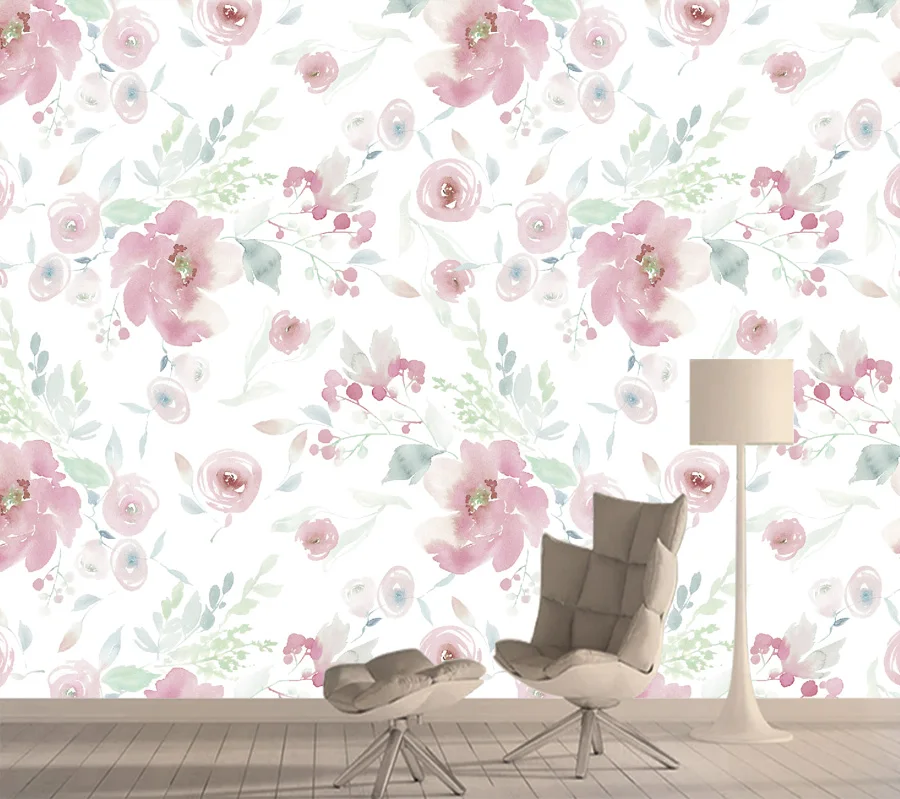 

Настенная бумага с розовыми цветами, 3d фотообои, домашний декор, виниловая самоклеящаяся бумага для гостиной с цветочной росписью