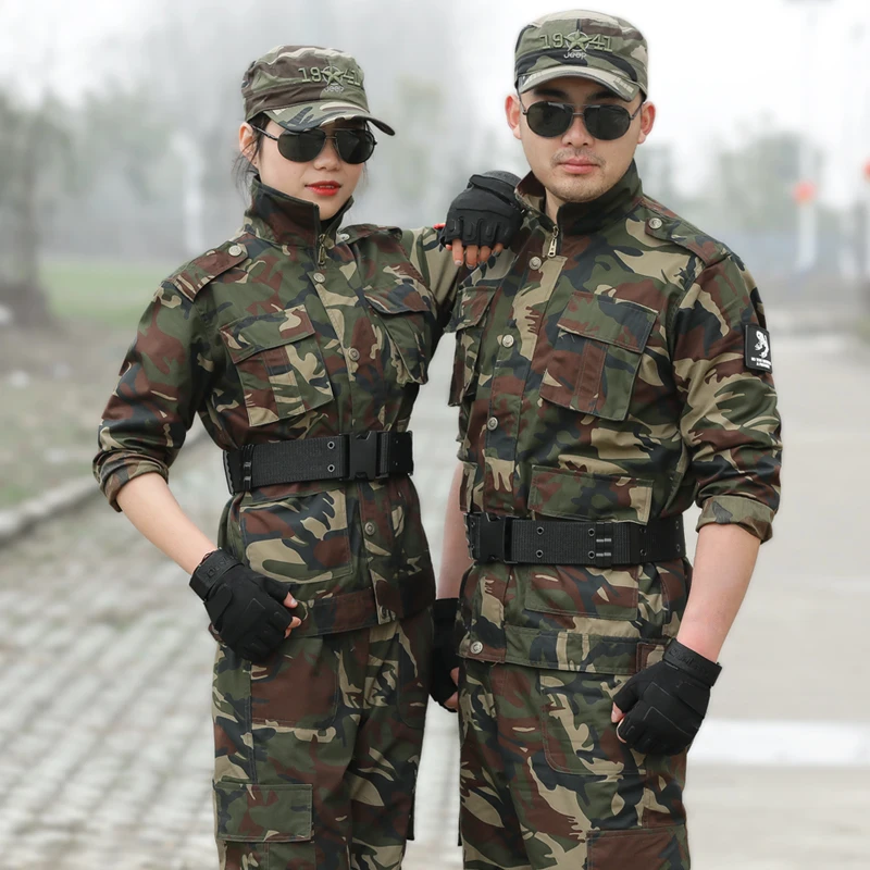 Зеленая камуфляжная военная форма хлопковая боевая одежда для мужчин и женщин