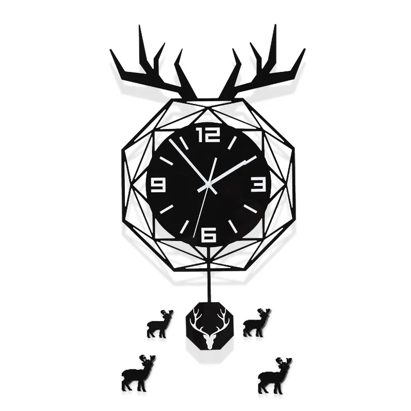 

European Style Wall Clock Deer Antlers Design Stylish Living Room Decoration Quartz Wall Clock Bedroom A Gift Cartoon Style G137