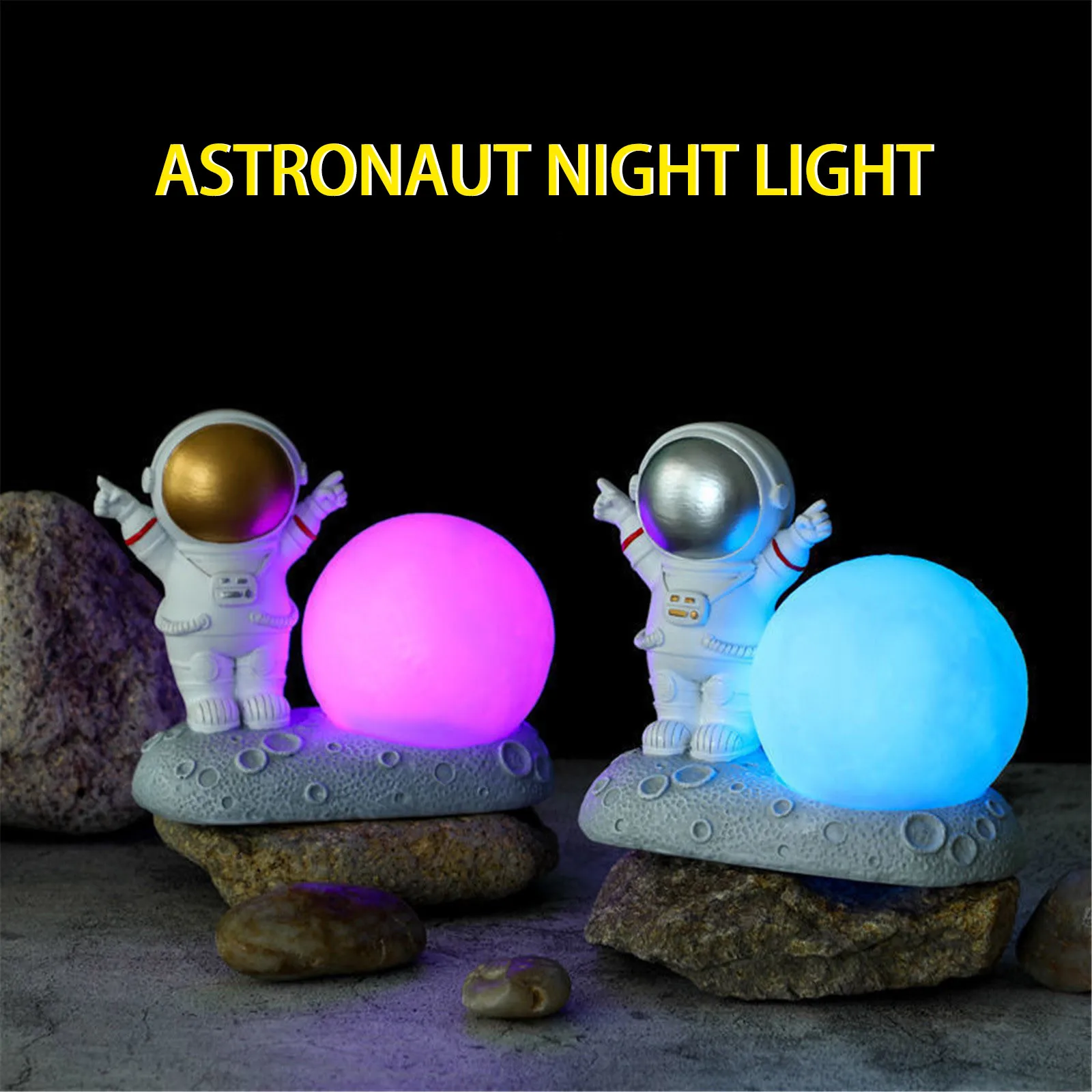 Светодиодная лампа с красочными облаками и астронавтом радужным эффектом в