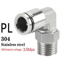 304 stainless steel metal pl pneumatic quick connector trachea hose m5 pt18 14 38 12 tapered seal male thread 360%c2%b0rotation