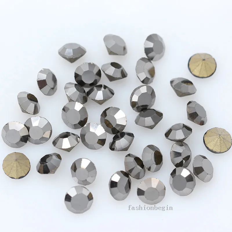 hematite 144/36p ss38 круглый цвет с заостренным фольгированным дном Задняя стеклянная шатон СТРАЗА камень Чешский Кристалл Стразы под бриллиант ювелирных изделий - Цвет: hematite
