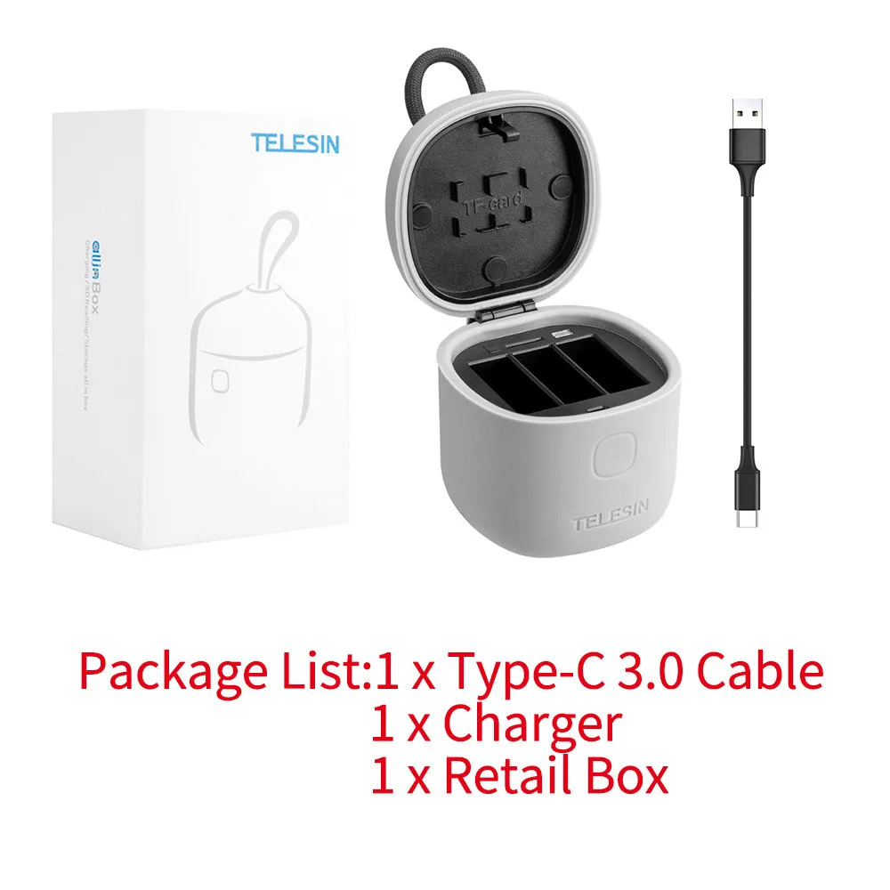 1 Charger TELESIN 3 шт аккумулятор 3 слота зарядное устройство набор TF кард-ридер зарядная коробка для хранения для Gopro Hero 8 7 Black Hero 6 Hero 5 - Цвет: 1 Charger