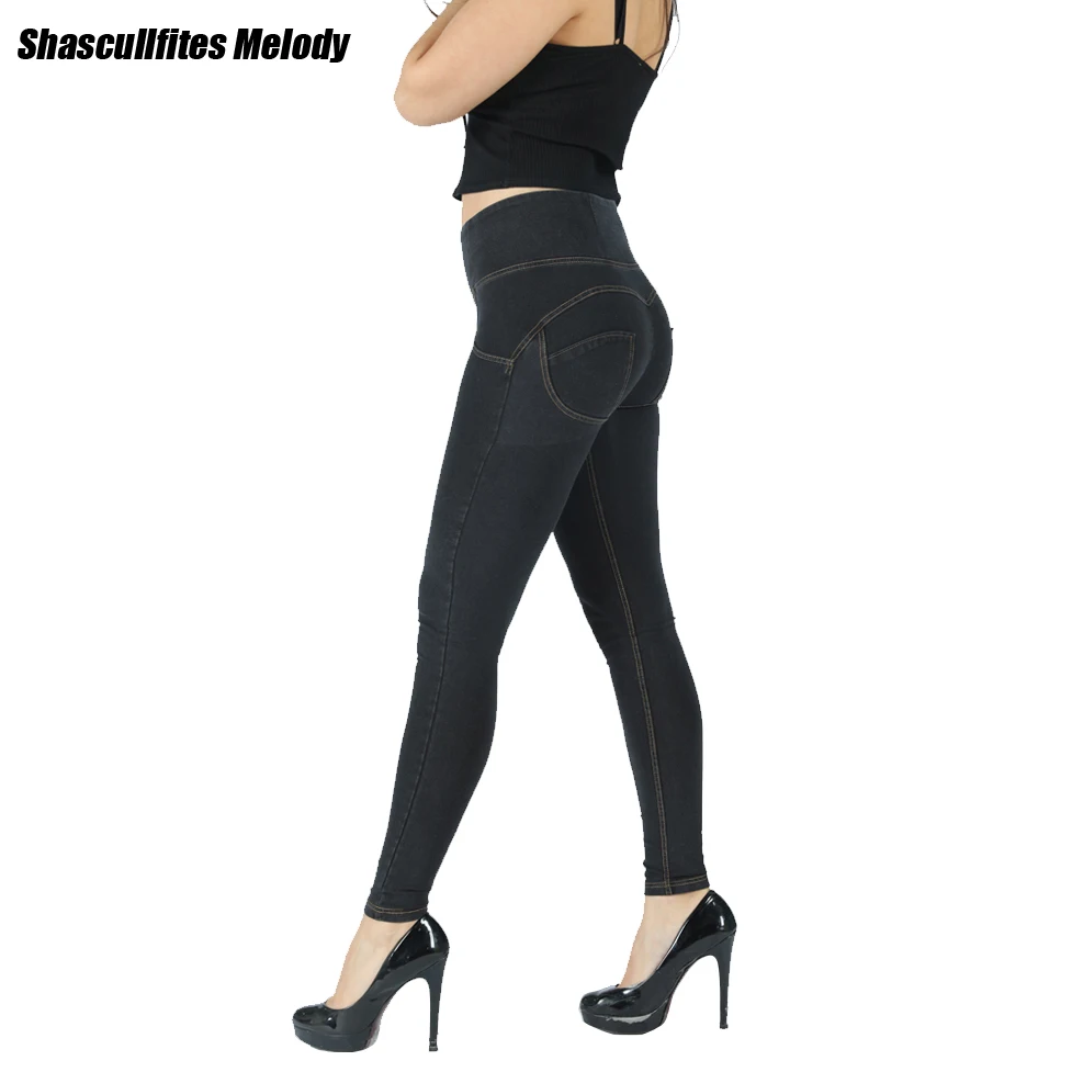 

Новые женские черные эластичные джинсы Shascullfites Melody, женские джинсы скинни с высокой талией, джеггинсы скинни, джинсы с застежкой-молнией