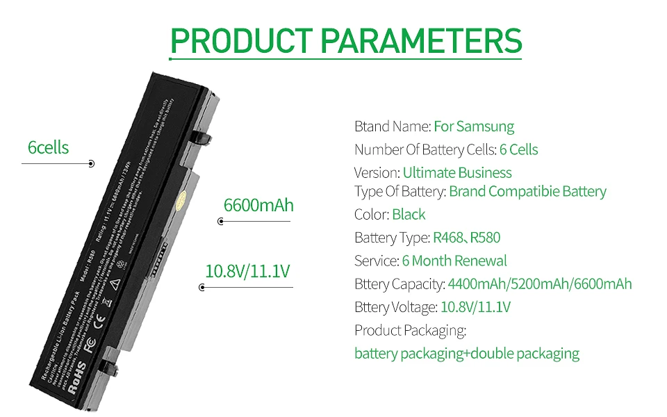 6 ячеек ноутбук Батарея R528 Aa Pb9ns6b для samsung AA-PB9NS6B PB9NC6B R540 R519 R525 R530 R580 R430 RV511 RV411 RV508 R510