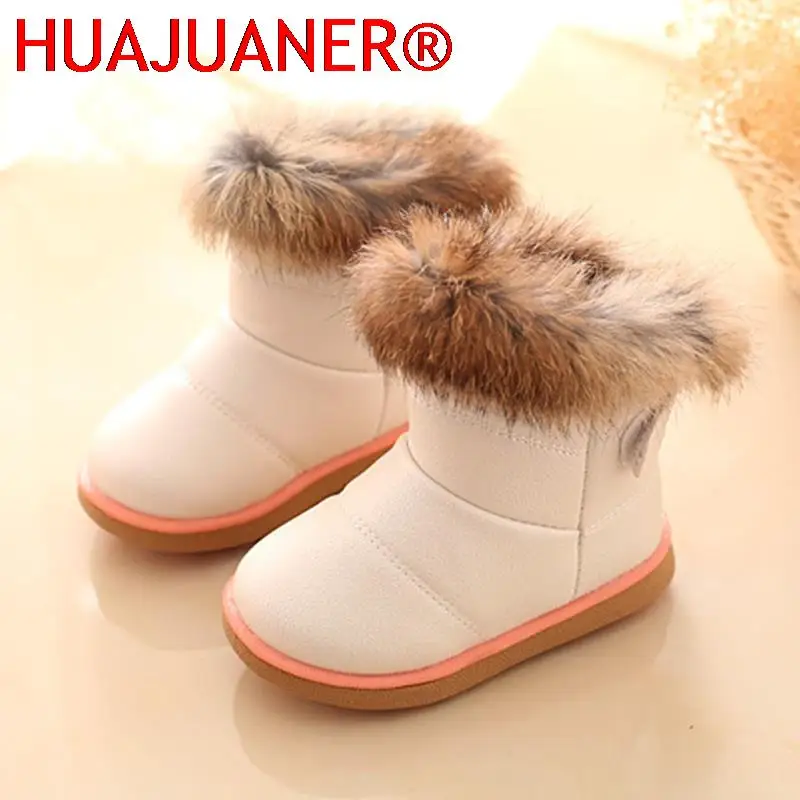 

Детские теплые ботинки HUAJUANER, зимние ботинки для мальчиков и девочек с мехом, детские зимние ботинки, детская обувь с мягкой подошвой