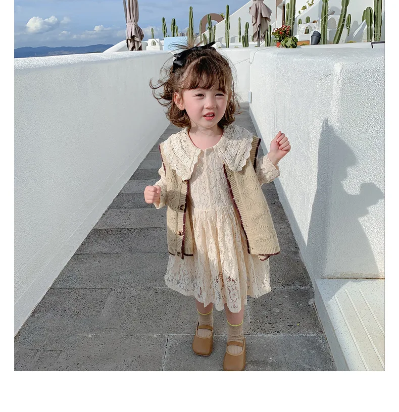 

Spring Autumn Kids Princess Dress For Girl Long Sleeve Lotus Leaf Collar Hollow Girl Costume Fashion Elegant Girl Dress Clothes