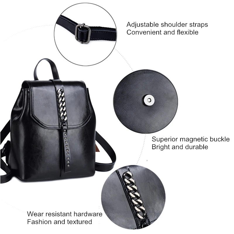 Женский Классический рюкзак LostSoul винтажный дорожный из воловьей кожи с цепочкой