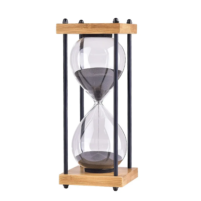 Reloj de arena cuadrado con fondo de madera, cron&oacute;metro de 30 minutos, adornos para el hogar, medidor de hora de cocina, azul-4