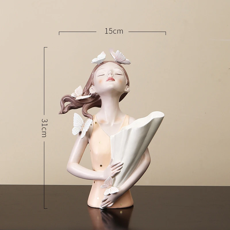 

Butterfly Girl Vase Sculpture Model Modern Home Decor Living Room Bedroom Countertop Vase Gift VJ-Drop