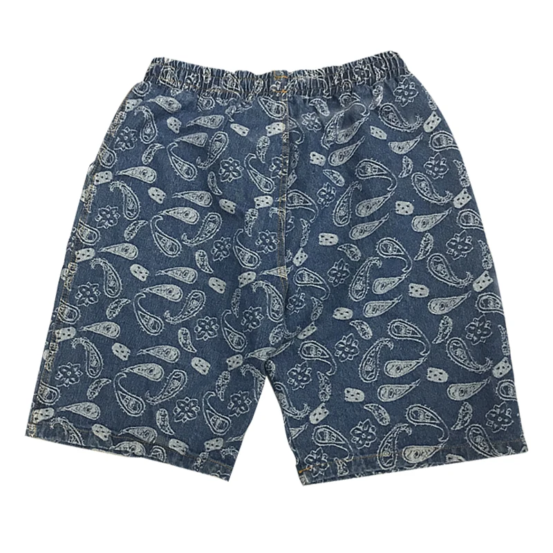 

Elastic waist Embroidery Denim shorts summer Cargo Shorts Mens Casual Hip Hop Baggy Streetwear Male Joggers Short Pants loose