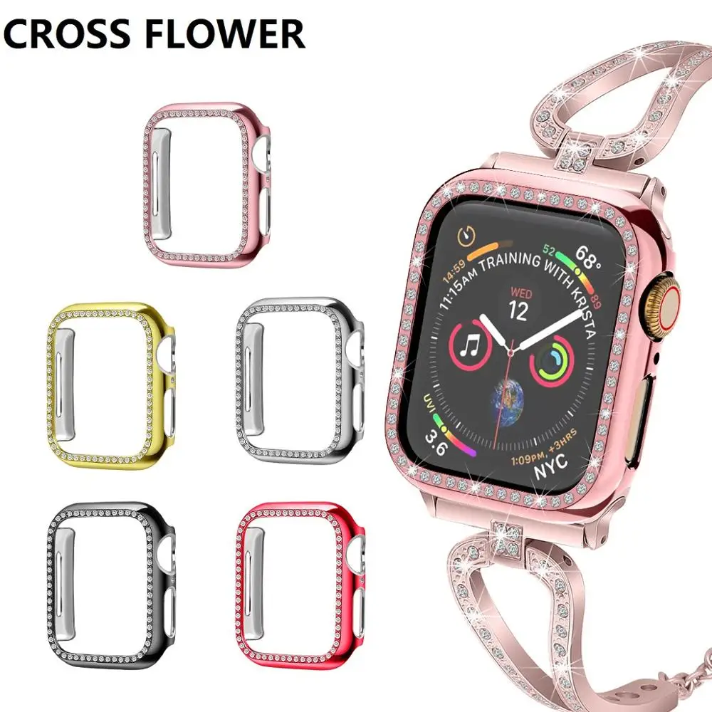 Чехол бампер с алмазами защитный чехол для Apple Watch крышка серии 5 4 3 2 1 38 мм 42 чехлы